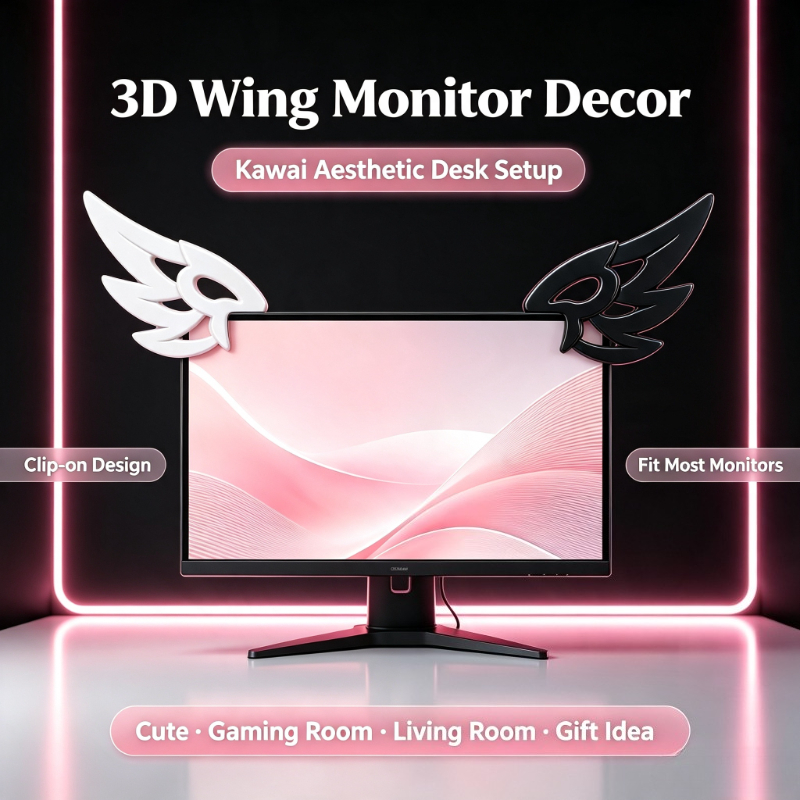 Desk Setup Tech - Decoración de Alas 3D Kawaii para