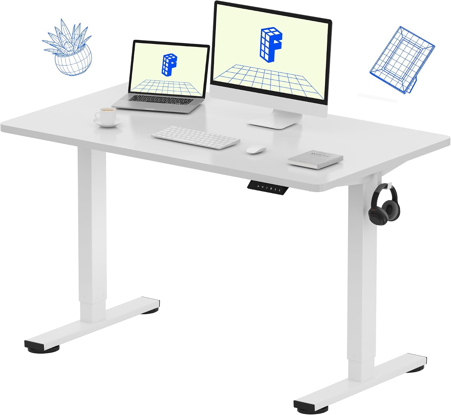 Desk Setup One Monitor - FLEXISPOT EN1 Escritorio de Pie de