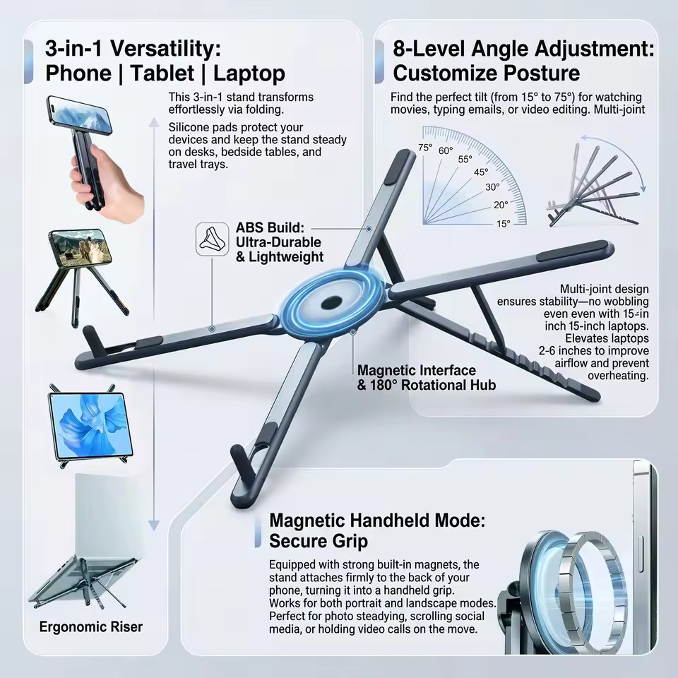 Desk Setup Equipment - Soporte Magnético Portátil para Teléfono y