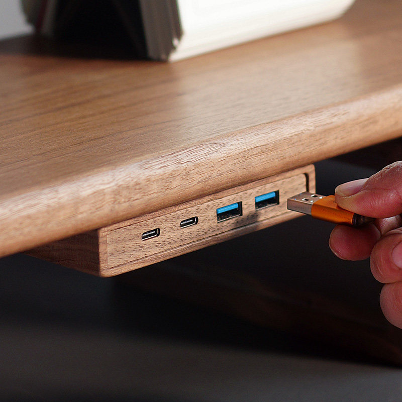 Monitor Riser Wood - Hub USB 3.2 con Soporte Autoadhesivo,