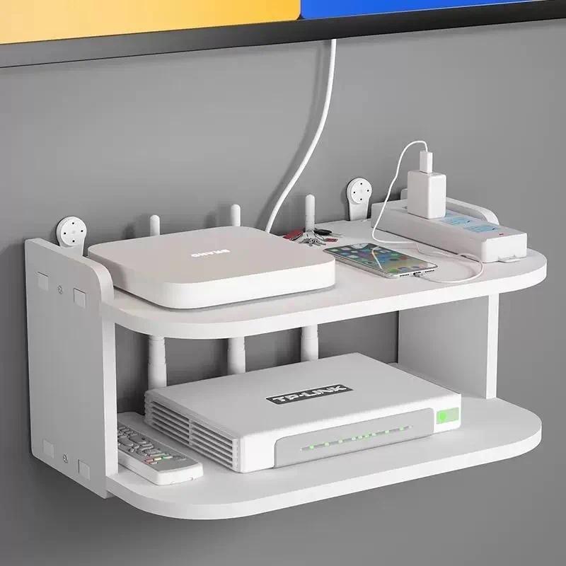 Desk Setup Tv - Estante organizador de cables y router