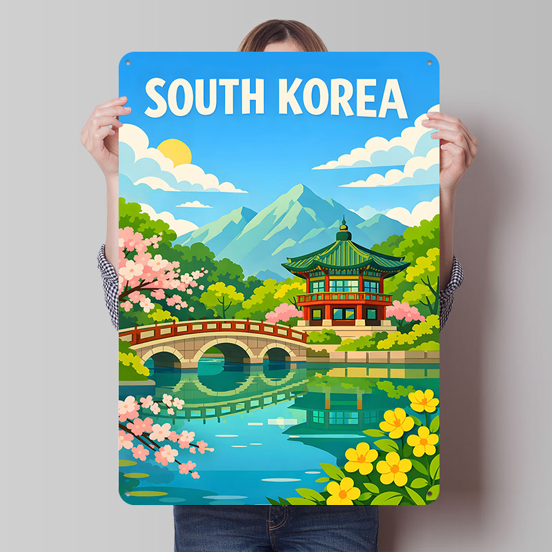 Póster de viaje de Corea del S - Desk Setup Vintage reseña y precio