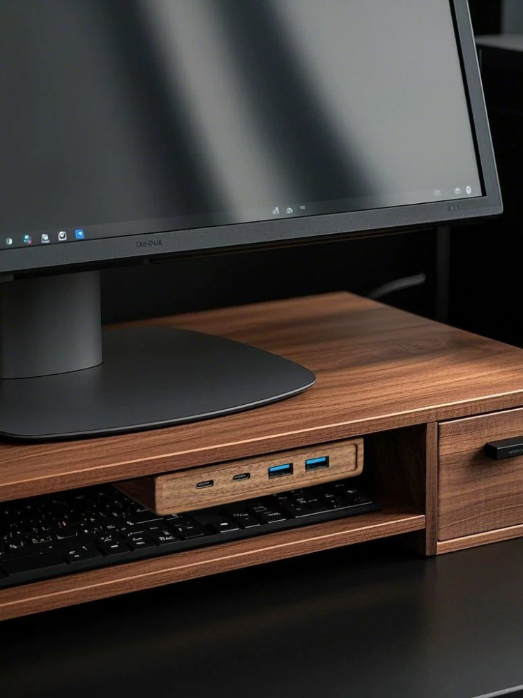 Hub USB 3.2 con Soporte Autoad - Monitor Riser Wood reseña y precio