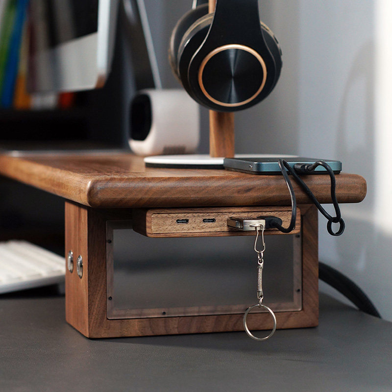 Hub USB 3.2 con Soporte Autoad - Monitor Riser Wood reseña y precio